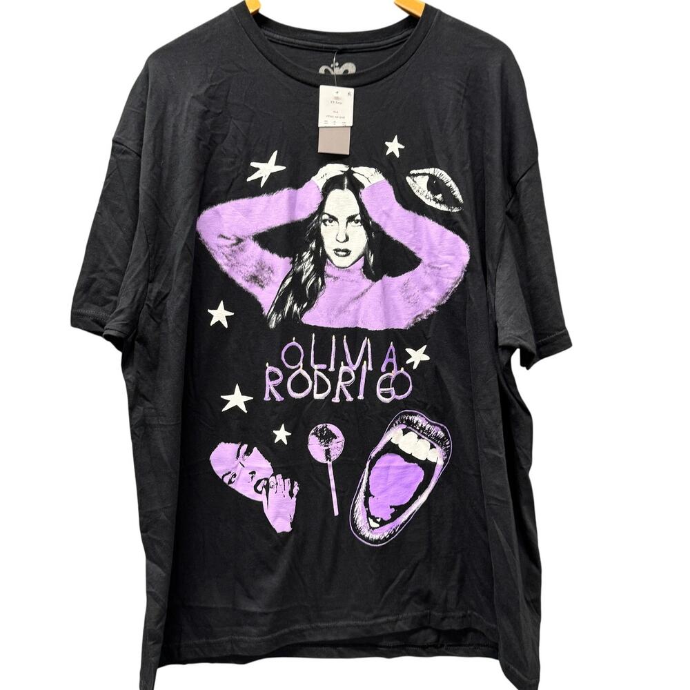 Olivia Rodrigo T-Shirt Womens 2XL GUTS Graphic Tee Short Sleeve Black Purple NEW